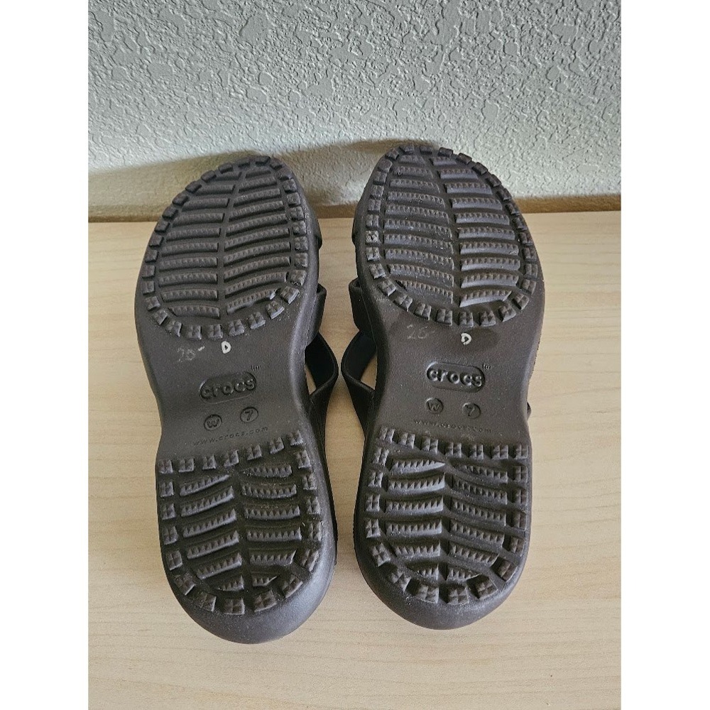 Crocs Meleen Twist Sandals Womens 7 Espresso Dark Brown Slide Strappy - Picture 6 of 7